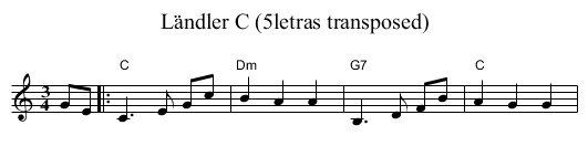 L&auml;ndler C (5letras transposed) - staff notation