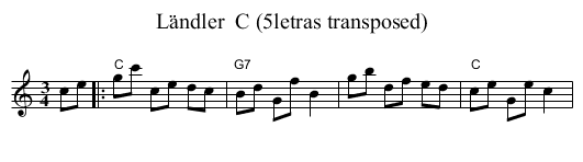 L&auml;ndler  C (5letras transposed) - staff notation