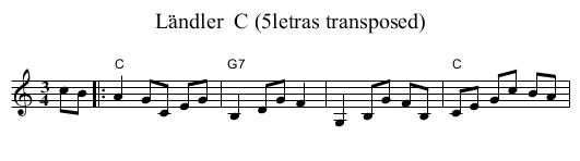L&auml;ndler  C (5letras transposed) - staff notation