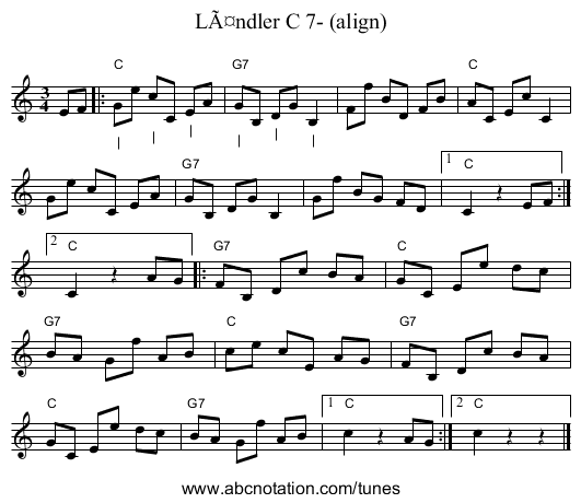 Ländler C 7- (align) - staff notation