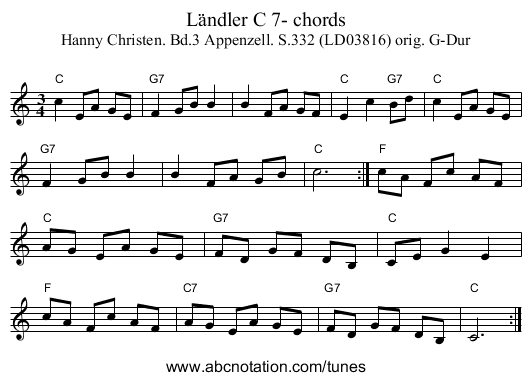 Ländler C 7- chords - staff notation