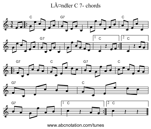 Ländler C 7- chords - staff notation