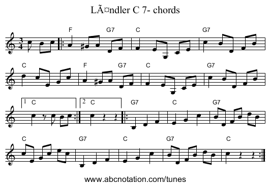 Ländler C 7- chords - staff notation