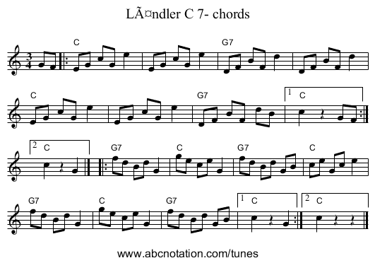 Ländler C 7- chords - staff notation