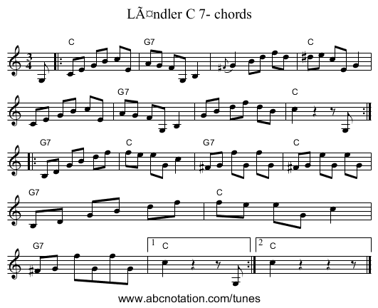 Ländler C 7- chords - staff notation