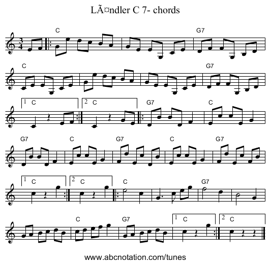 LÃ¤ndler C 7- chords - staff notation