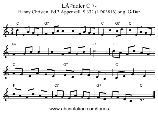 Ländler C 7- - staff notation