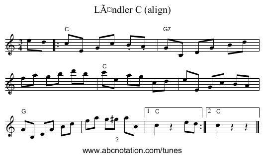 Ländler C (align) - staff notation
