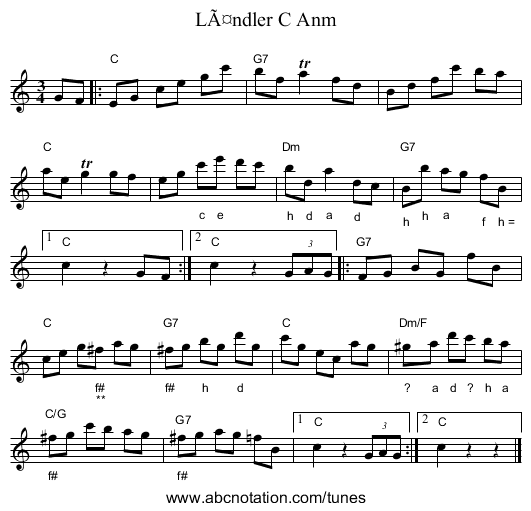 Ländler C Anm - staff notation