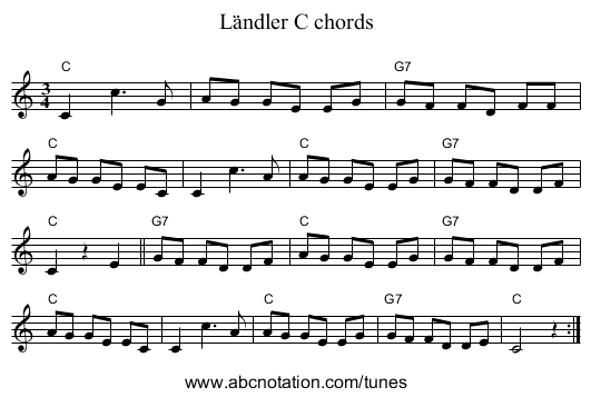 Ländler C chords - staff notation