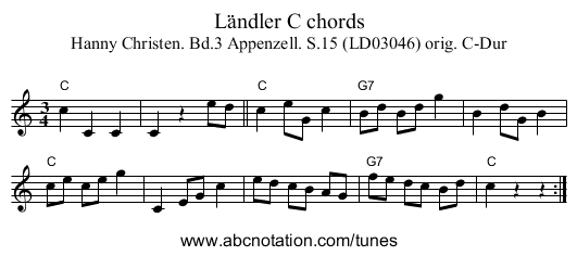 Ländler C chords - staff notation