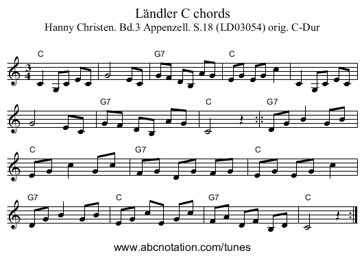 Ländler C chords - staff notation