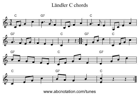 Ländler C chords - staff notation