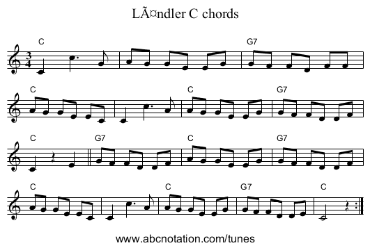 Ländler C chords - staff notation