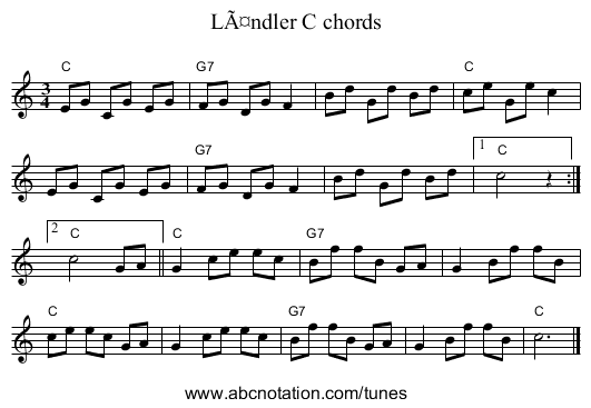 LÃ¤ndler C chords - staff notation