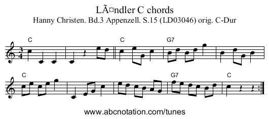 Ländler C chords - staff notation