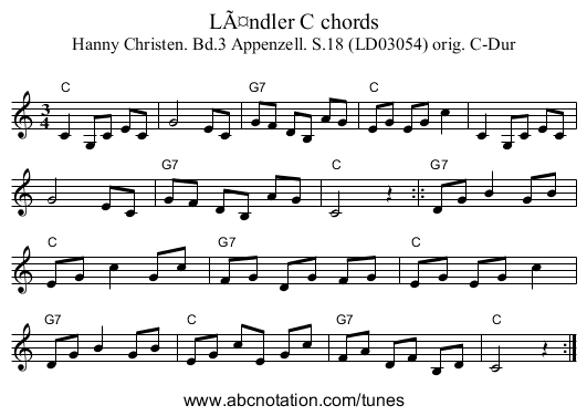 LÃ¤ndler C chords - staff notation
