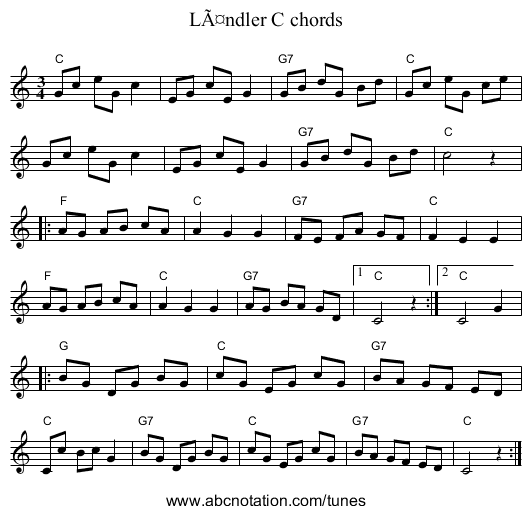 LÃ¤ndler C chords - staff notation