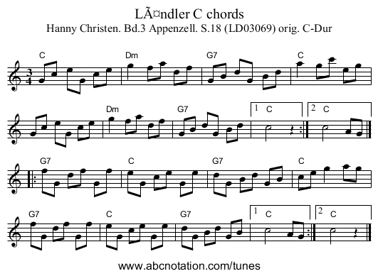 LÃ¤ndler C chords - staff notation