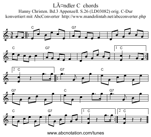 LÃ¤ndler C  chords - staff notation