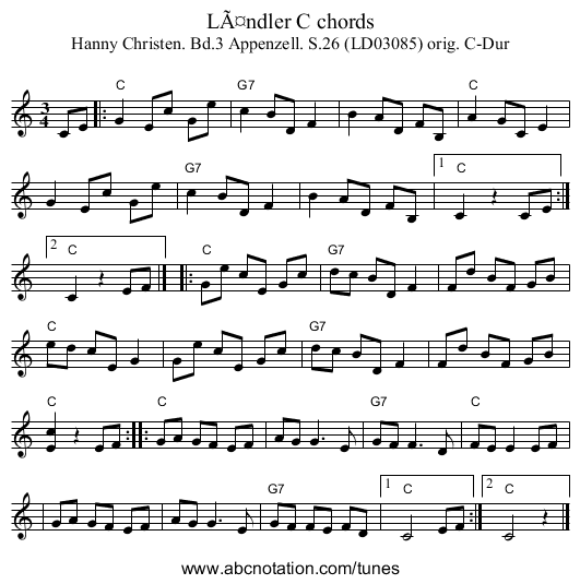 LÃ¤ndler C chords - staff notation