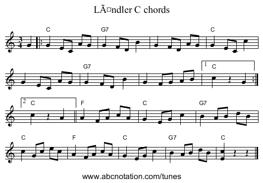 LÃ¤ndler C chords - staff notation