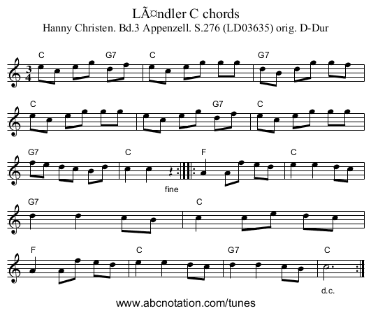 LÃ¤ndler C chords - staff notation