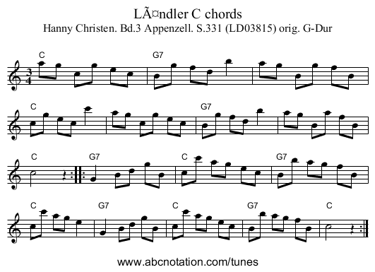 LÃ¤ndler C chords - staff notation