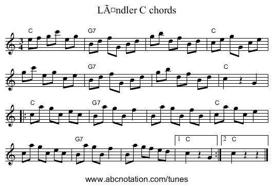 LÃ¤ndler C chords - staff notation