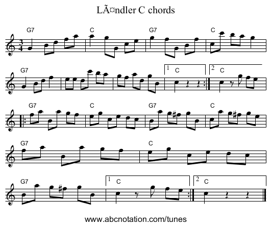 LÃ¤ndler C chords - staff notation