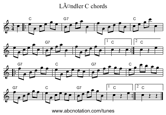 LÃ¤ndler C chords - staff notation