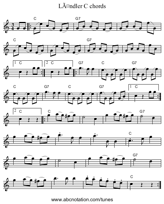 LÃ¤ndler C chords - staff notation
