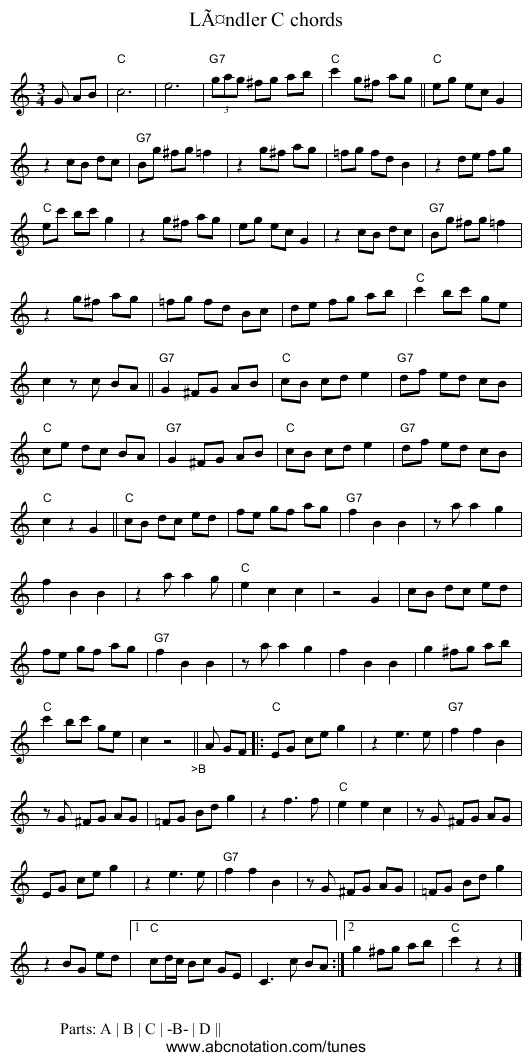 LÃ¤ndler C chords - staff notation