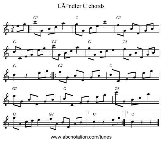 LÃ¤ndler C chords - staff notation
