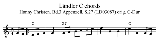 Ländler C chords - staff notation