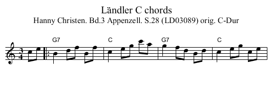 Ländler C chords - staff notation
