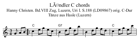 LÃ¤ndler C chords - staff notation