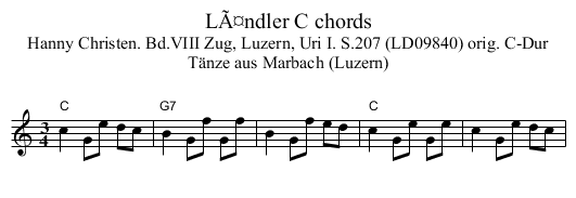 LÃ¤ndler C chords - staff notation