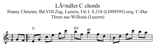 LÃ¤ndler C chords - staff notation