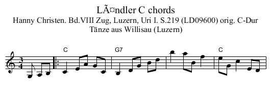 LÃ¤ndler C chords - staff notation