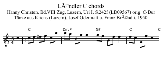 LÃ¤ndler C chords - staff notation