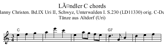 LÃ¤ndler C chords - staff notation