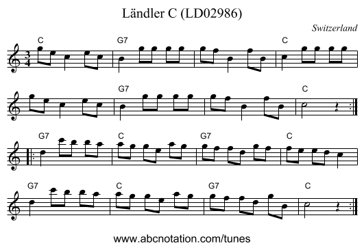 Ländler C (LD02986) - staff notation