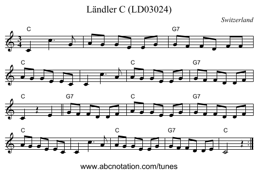 Ländler C (LD03024) - staff notation