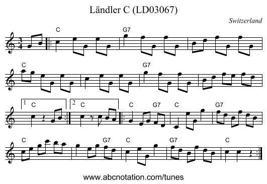 Ländler C (LD03067) - staff notation