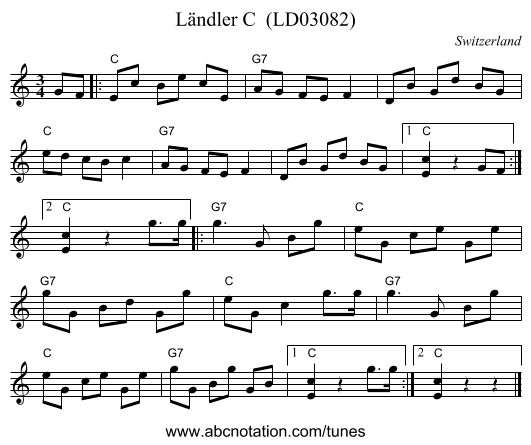 Ländler C  (LD03082) - staff notation