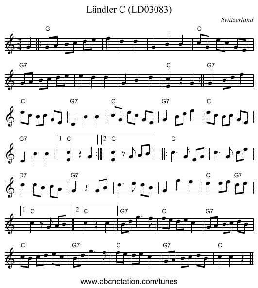 Ländler C (LD03083) - staff notation