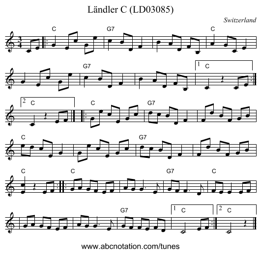 Ländler C (LD03085) - staff notation