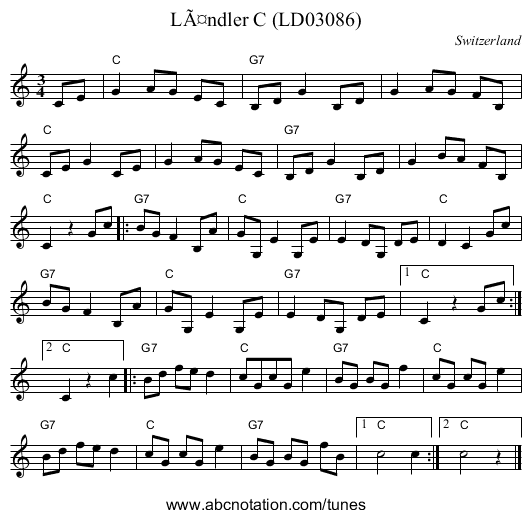 Ländler C (LD03086) - staff notation