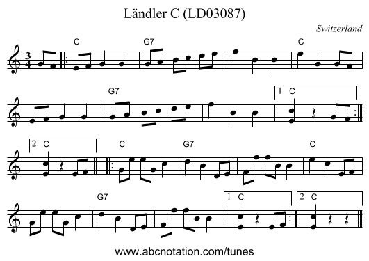 Ländler C (LD03087) - staff notation